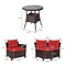 Costway 4PCS Outdoor Patio Rattan Furniture Set Cushioned Sofa Table Turquoise\Black\Navy\Red
